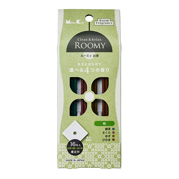 Nippon Kodo Roomy Clean & Relax Japanese Botanicals 4 types 4 sticks each (37173)