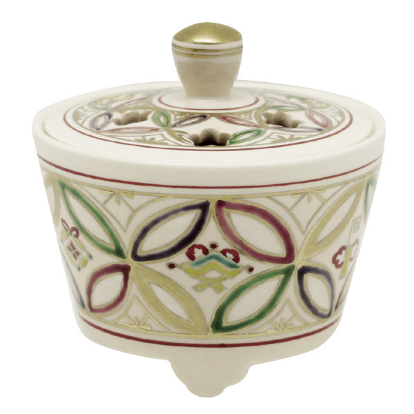Yamadamatsu Kyoyaki Incense Burner: Iroe Shippo with Wooden Box (01752)