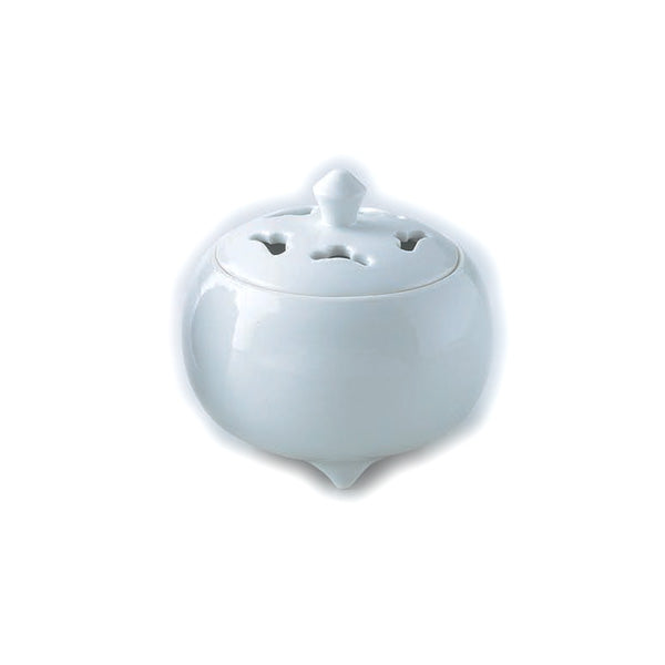 Yamadamatsu Kyoyaki Incense Burner: White Porcelain, Paper Box (01832)
