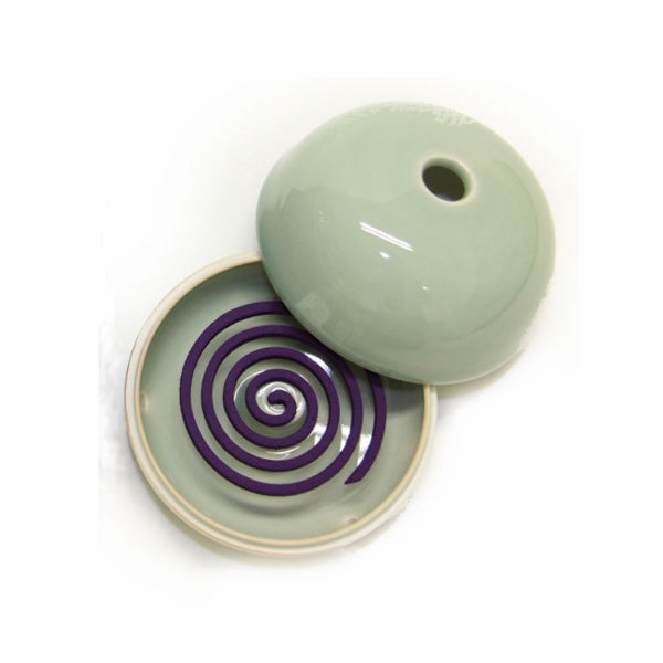 Yamadamatsu Incense Burner for Coil Incense Celadon, Paper Box (01884)
