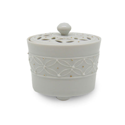 Yamadamatsu Kyoyaki Incense Burner: Shippo (Gold) with Wooden Box (01976)