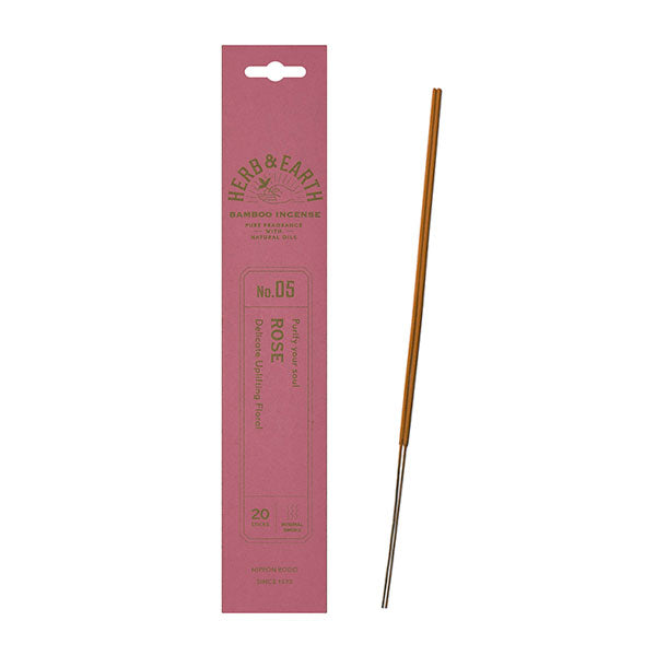 Nippon Kodo H&E (Herb & Earth) Bamboo Incense Rose 20 Sticks (70005)
