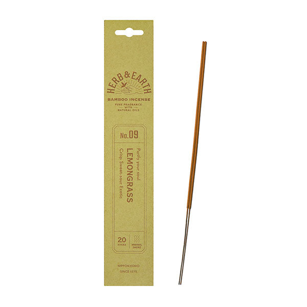 Nippon Kodo H&E (Herb & Earth) Bamboo Incense Lemongrass 20 Sticks (70009)