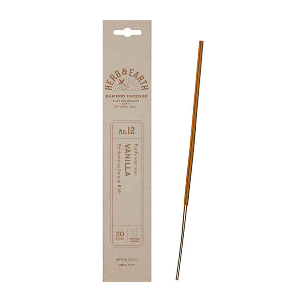 Nippon Kodo H&E (Herb & Earth) Bamboo Incense Vanilla 20 Sticks (70012)