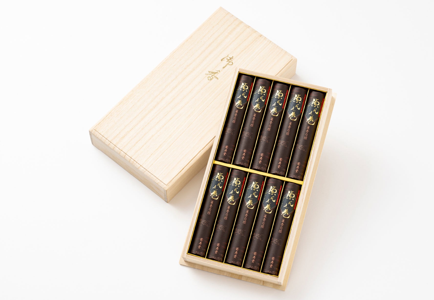 Kikujudo Genji-no-Maki Reiko Byakudan (Sandalwood) 10 bundles with Paulownia Box (101925)