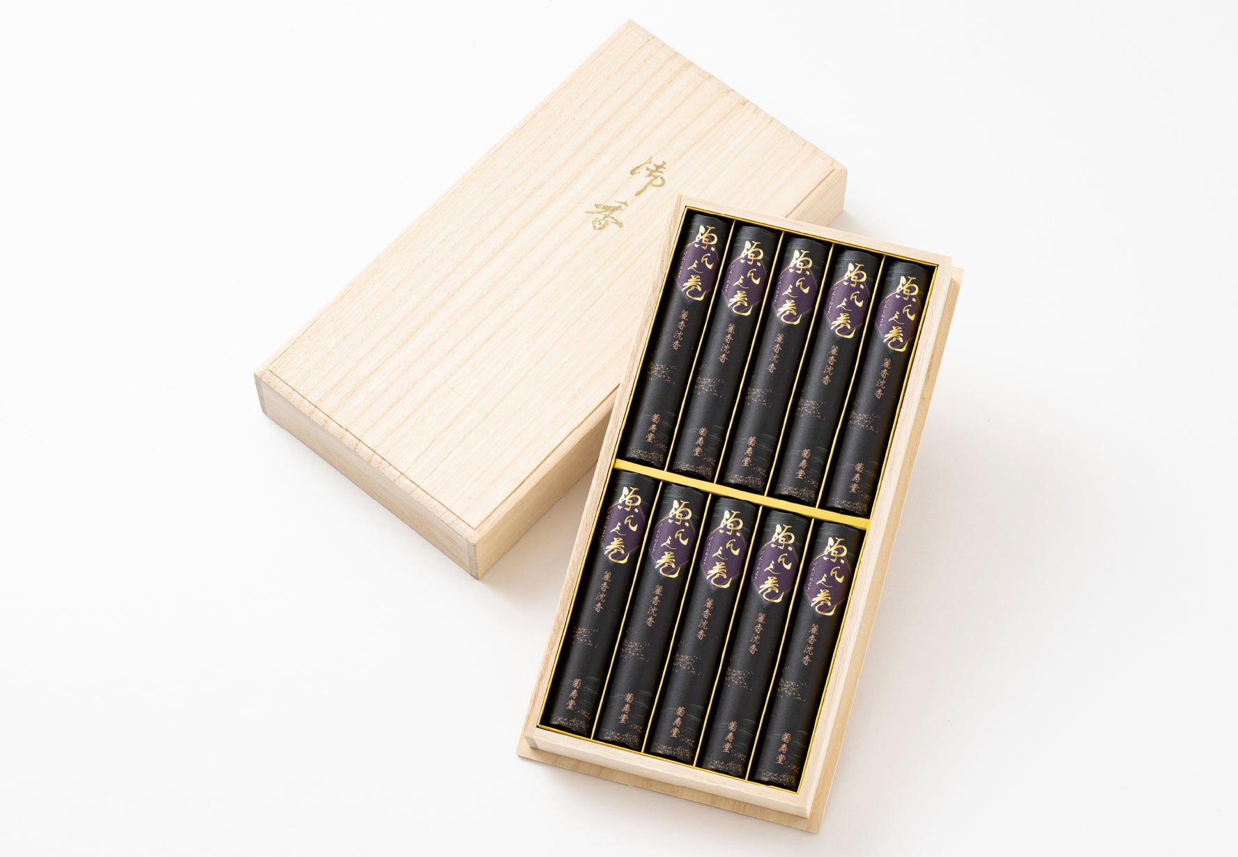 Kikujudo Genji-no-Maki Reiko Jinkoh (Agarwood) 10 bundles with Paulownia Box (101935)