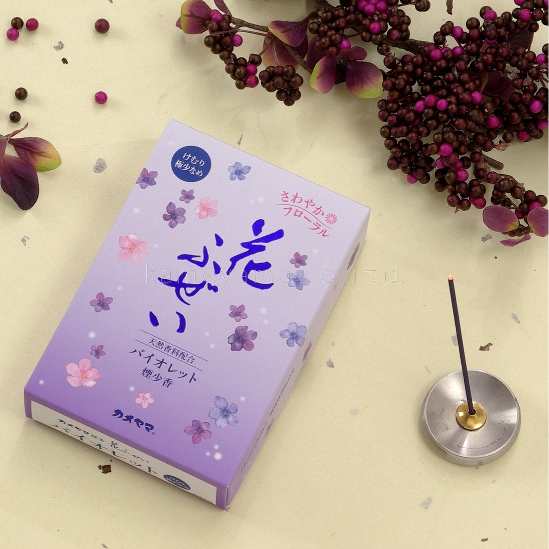 Kameyama Hanafuzei Violet Low-Smoke Incense (10650300, 10650388)