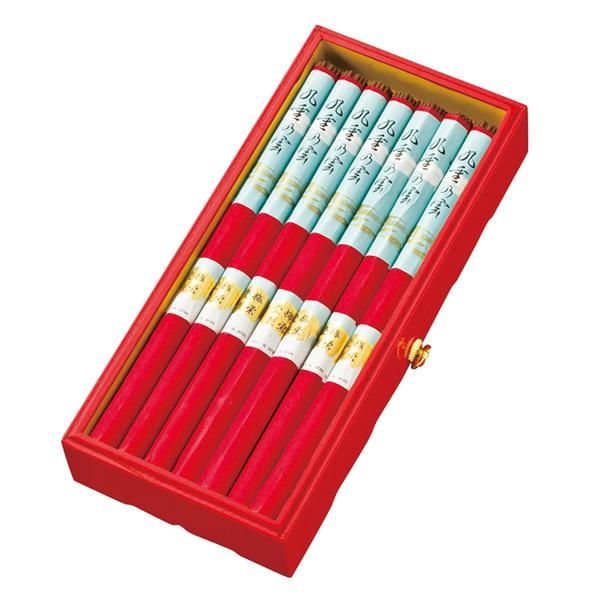 Baieido Kokonoe no Kumo 7 Bundles of Long Incense in Red-Lacquered Footed Box (#NA613)