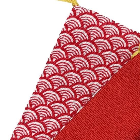 Shunkohdo Reversible Fukusa Mat Seigaiha Pattern (Red) × Scarlet (7040)