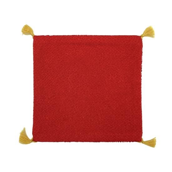 Shunkohdo Reversible Fukusa Mat Seigaiha Pattern (Red) × Scarlet (7040)
