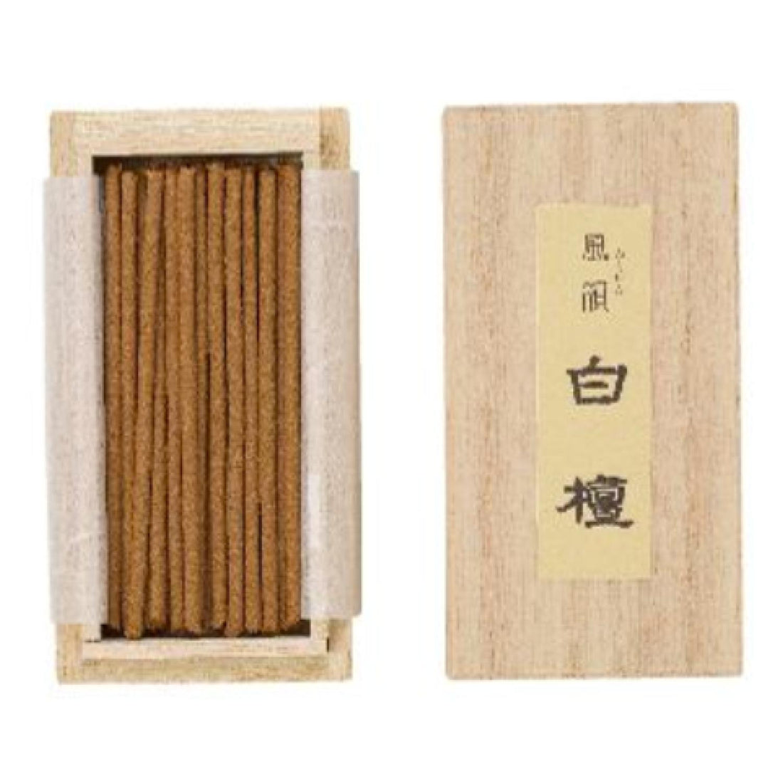 Minorien Fu-in Sandalwood Mini stick 20 sticks in Paulownia Wood Box (#020401)