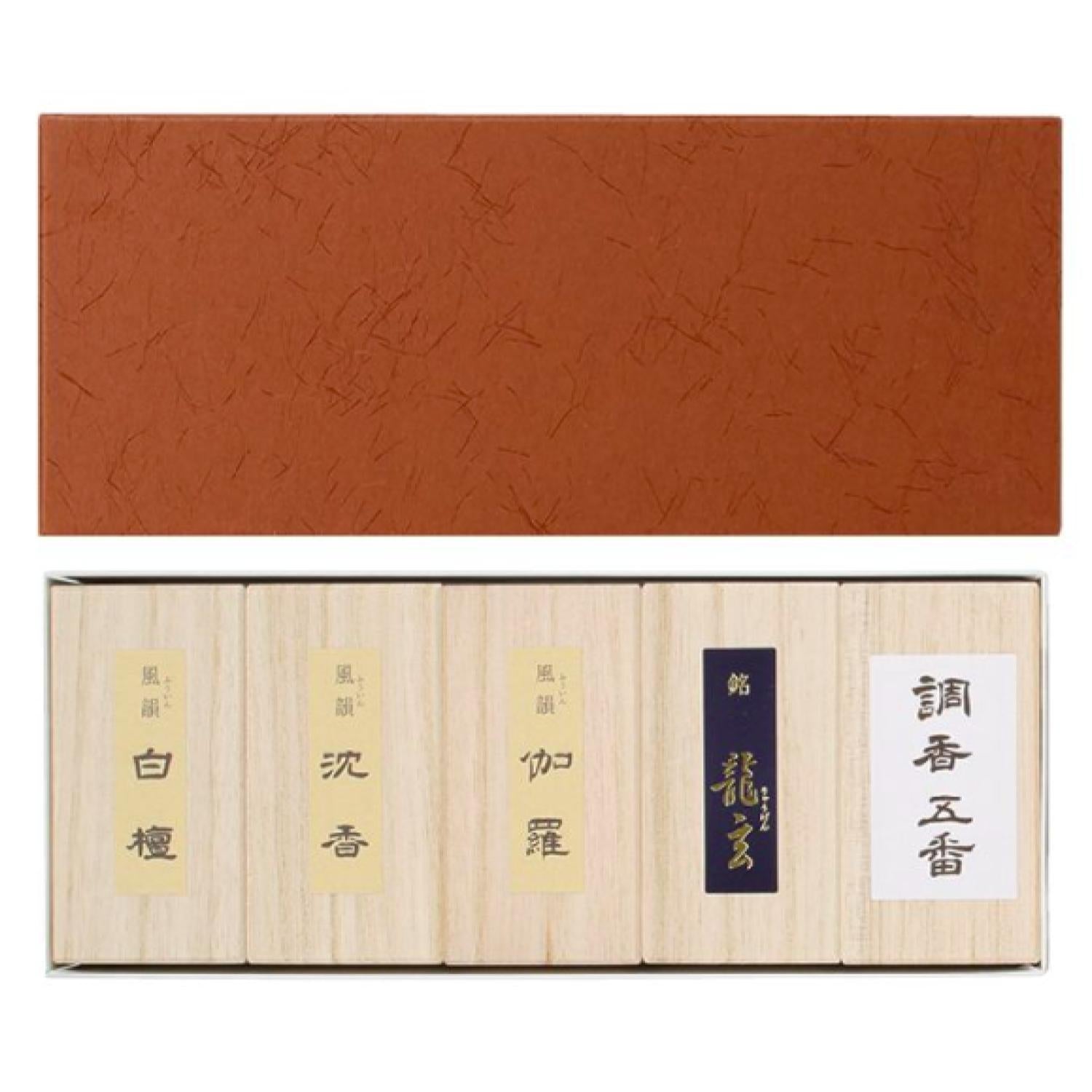 Minorien Fuin Mini stick Assortment 5 types 20 sticks each (Sandalwood, Aloeswood, Kyara, Kyara Ryugen, Choko Goban) (#050201)