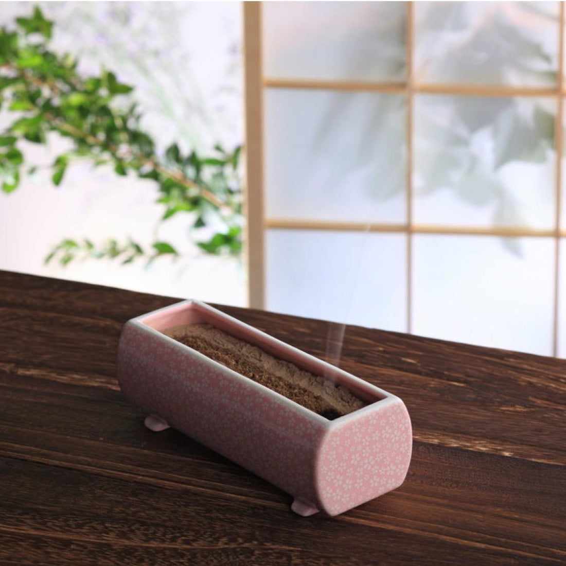 Osagawa Nisaburo Shoten Setoyaki Ceramic Long Incense Burner Hemp Leaf