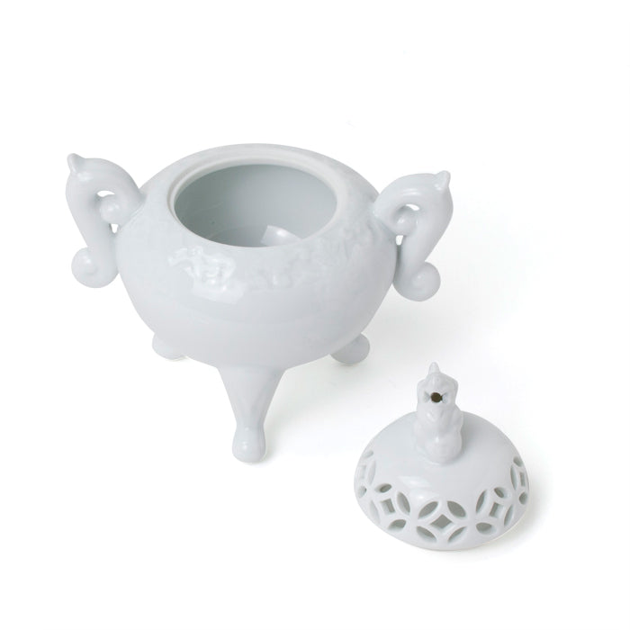Shoyeido Incense Burner White Chrysanthemum Arabesque with Handles (712312)