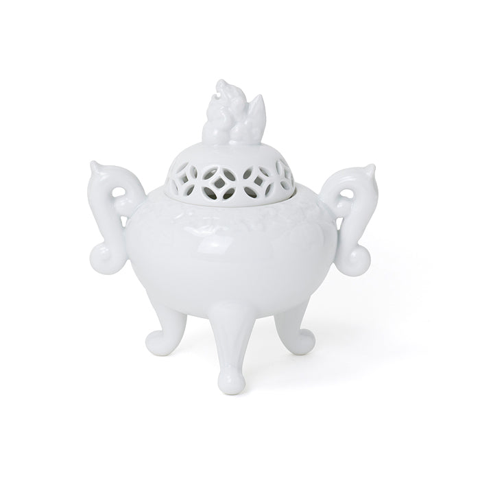 Shoyeido Incense Burner White Chrysanthemum Arabesque with Handles (712312)