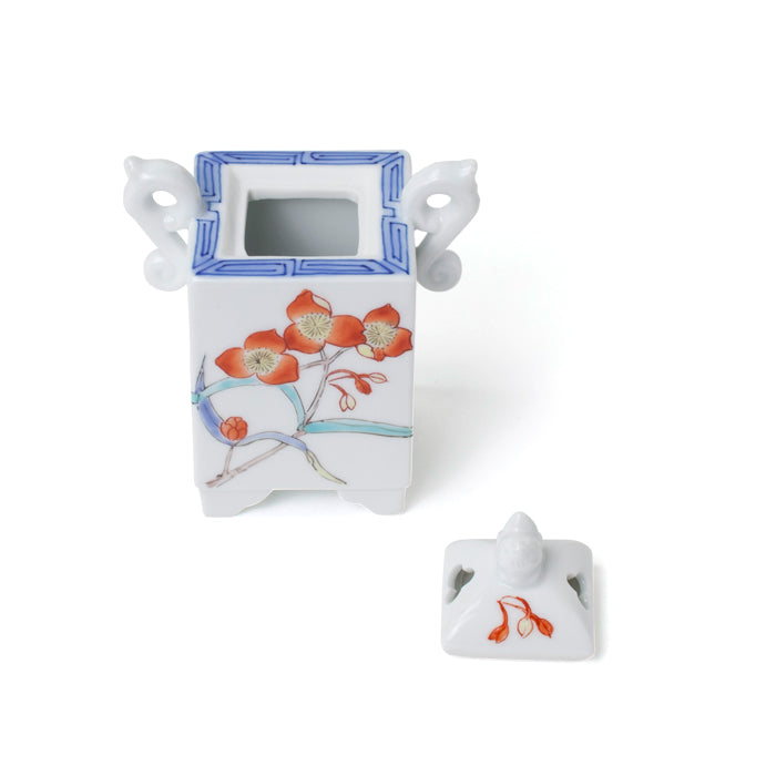 Shoyeido Incense Burner Nishiki Dayflower Design with Handles (Square) (714214)