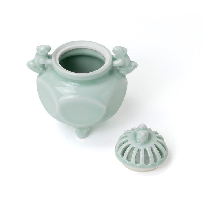 Shoyeido Incense Burner White Celadon with Handles (Hexagonal) (714314)