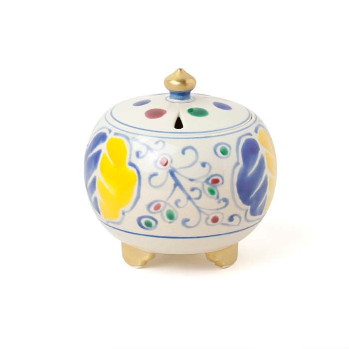 Shoyeido Kyo-yaki Round Incense Burner Overglaze Enamel with Dutch Design (724502)