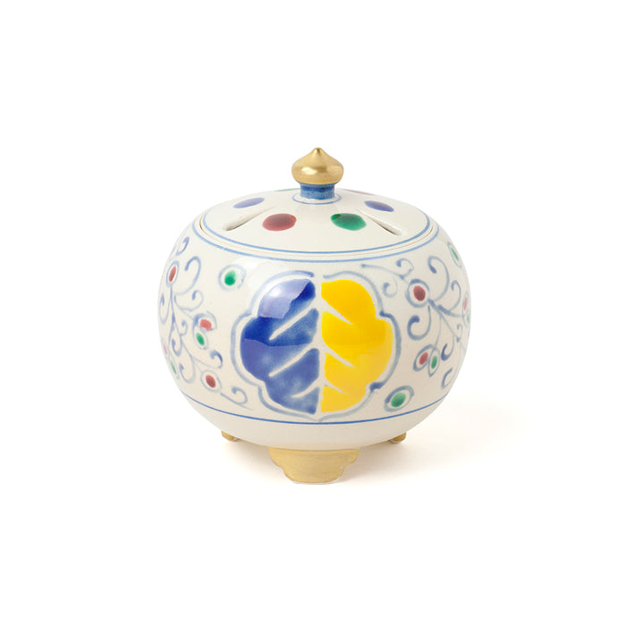 Shoyeido Kyo-yaki Round Incense Burner Overglaze Enamel with Dutch Design (724502)