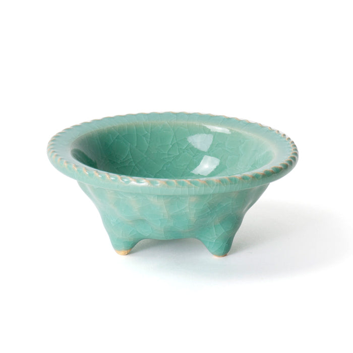 Shoyeido Incense Burner Rope-Edge Rim, Green Glaze (724911)