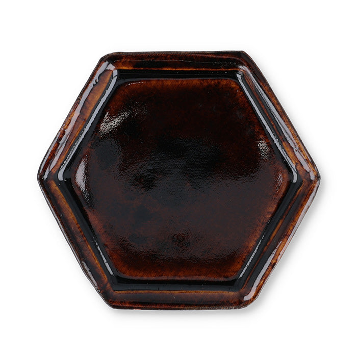Shoyeido Hexagonal Incense Plate Amber Glaze (731404)