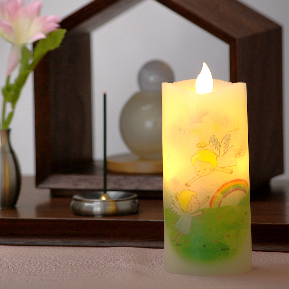 Kameyama Tenshi no Akari LED Candle Angels & Rainbow (Nijisora) (76890000)