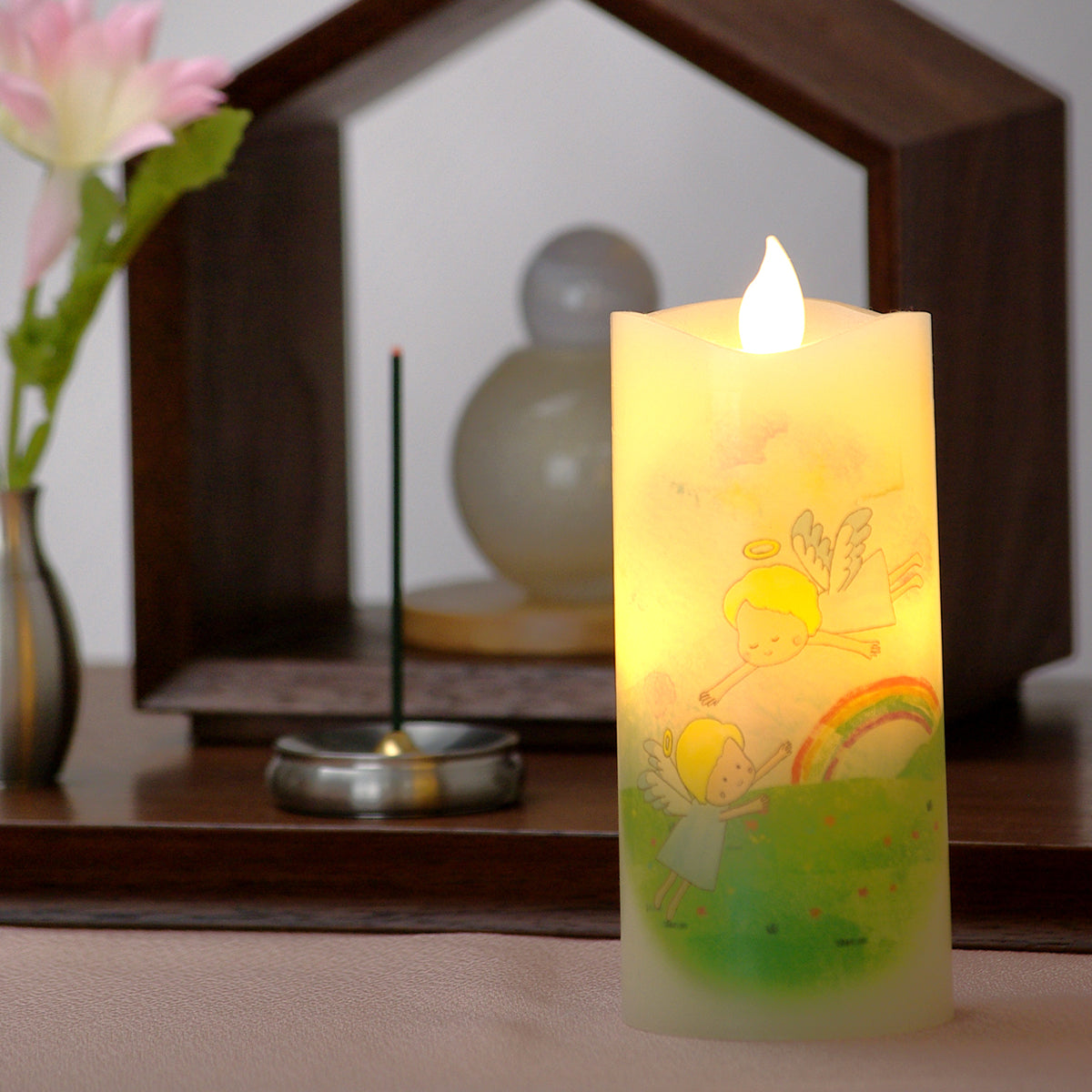 Kameyama Tenshi no Akari LED Candle Angels & Rainbow (Nijisora) (76890000)