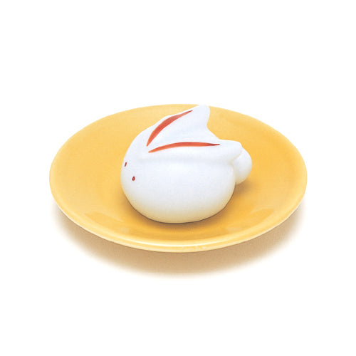 Nippon Kodo Arita Ware Incense Holder Round Rabbit (Red) with Plate (79132)