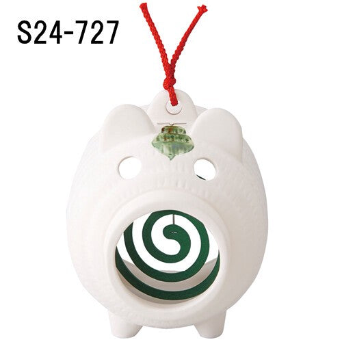 Matsumoto Ceramic Fukubuta (Lucky Pig) Mosquito Coil Holder (S24-727)