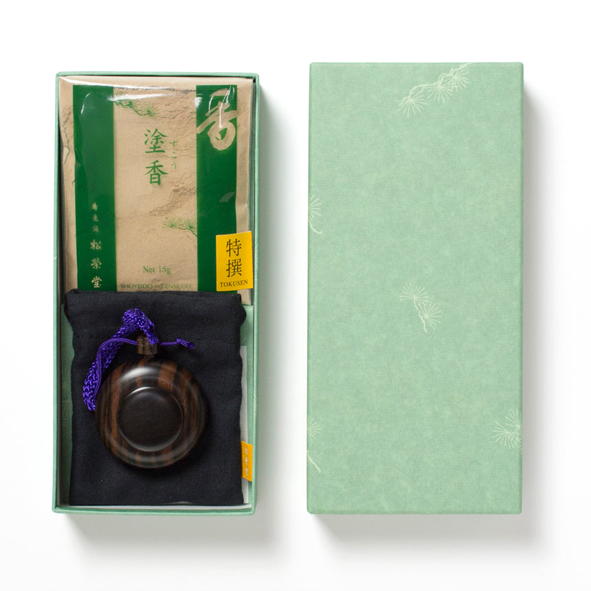 Shoyeido Tokusen Zukoh / Ebony Container / Black Pouch Set (930401)