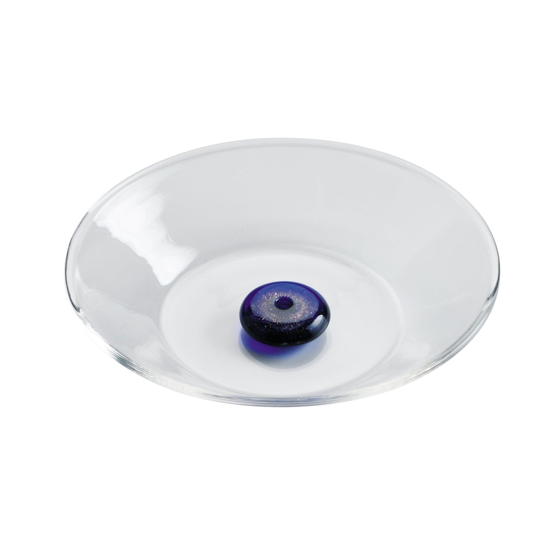Kousaido Glitter Glass Incense Holder with Matching Glass Plate Indigo (OSK-09)