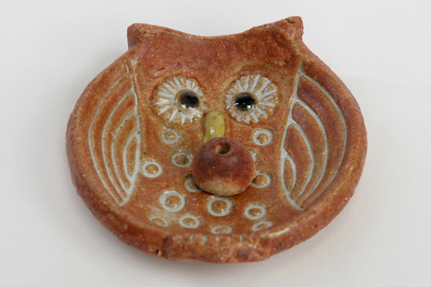 Baikundo Shigaraki Ware Owl Incense Plate (785)
