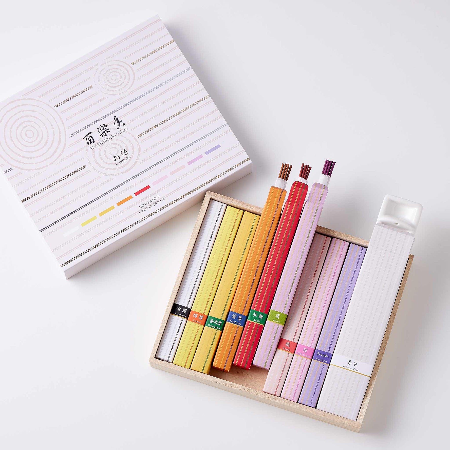 Kousaido Hyakurakukou Assortment Kashoku (Floral Candlelight) 9 types 6 sticks each (HYA-92)