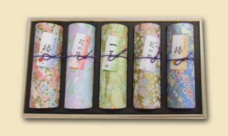 Okuno Seimeido Hana Kurabe 5-Scents Assorted Incense Gift Set in Paulownia Box (15-14)