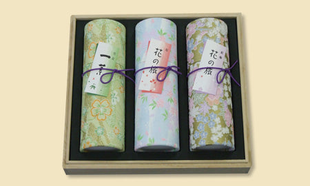 Okuno Seimeido Hana Kurabe 3-Scents Assorted Incense Gift Set in Paulownia Box (15-7)