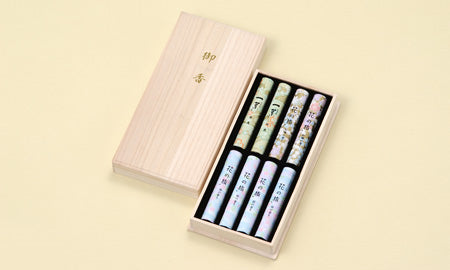 Okuno Seimeido Japanese Pattern Hana no Tabi Assorted 3-Scents Tube Set in Paulownia Box (4-20)