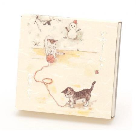 Kousaido Iyashi Neko (Gentle Cat Moments) Scent of First Snow 15 cones with Incense Plate (NEC-08)