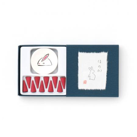Kousaido Usagi (Rabbit) Honoka 10 cones with Incense Plate (USG-15)