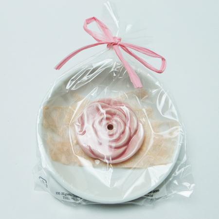 Kousaido Pink Rose Incense Holder with Plate (OKM-27)