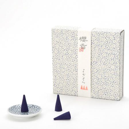 Kousaido Sakurako Yozakura (Night Cherry Blossom) 10 cones with Incense Plate (SDC-05)
