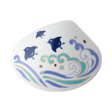 Kousaido Shell-Inspired Incense Holder Plovers & Waves (KAI-03)