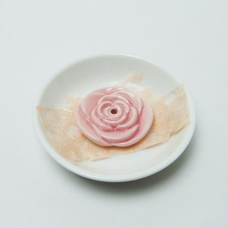 Kousaido Pink Rose Incense Holder with Plate (OKM-27)