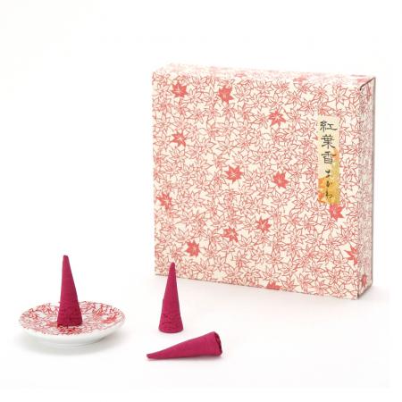 Kousaido Momijiko Akane 10 cones with Incense Plate (MOC-07)