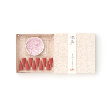 Kousaido Sakurako Somei Yoshino Cherry Blossom 10 cones with Incense Plate (SDC-08)
