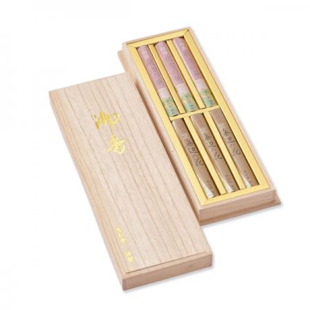 Kousaido Kyoto Incense Gift Set 2 types 3 rolls each with Paulownia Box (KYO-34)