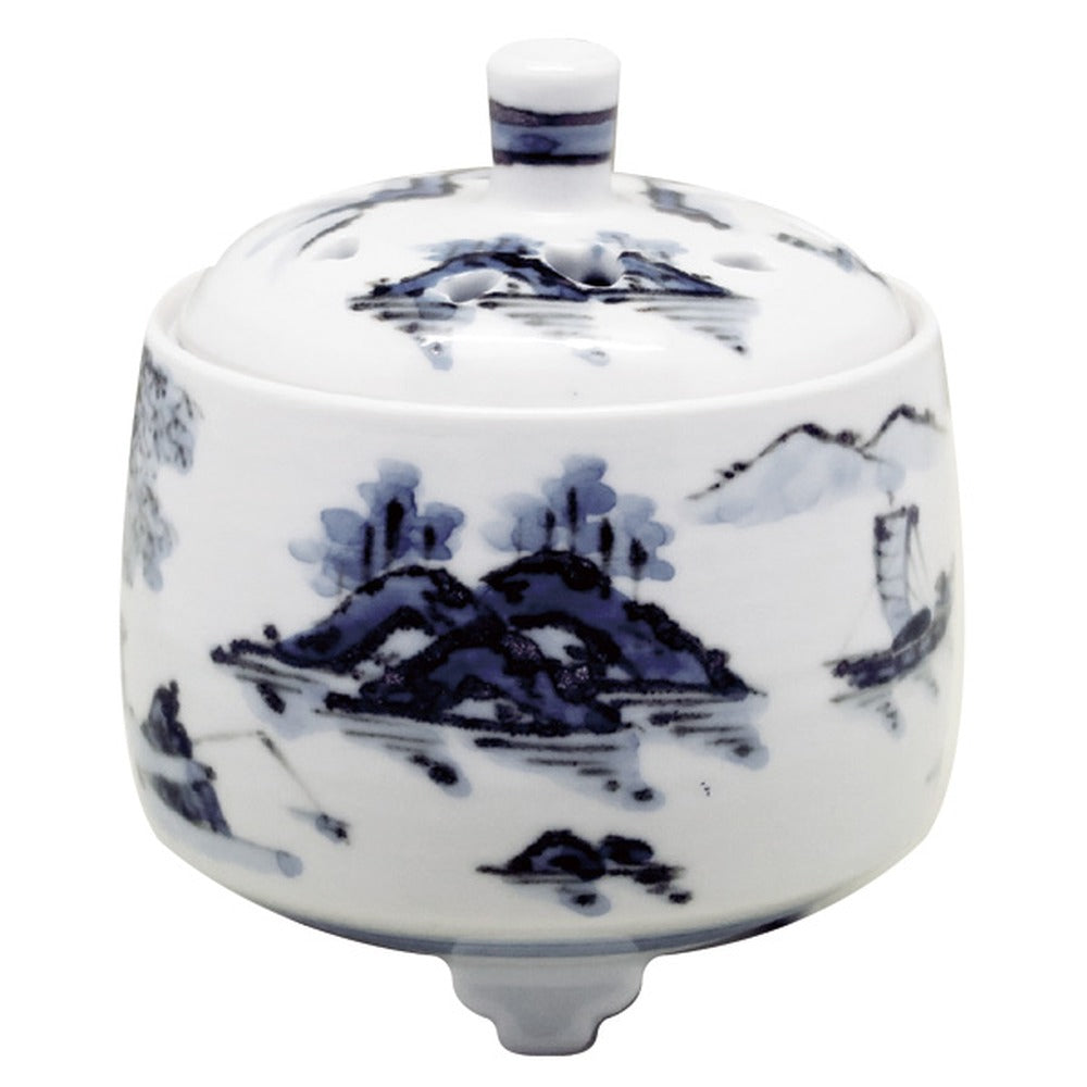 Yamadamatsu Kyoyaki Incense Burner Tetsu Gosu Sansui (01757)