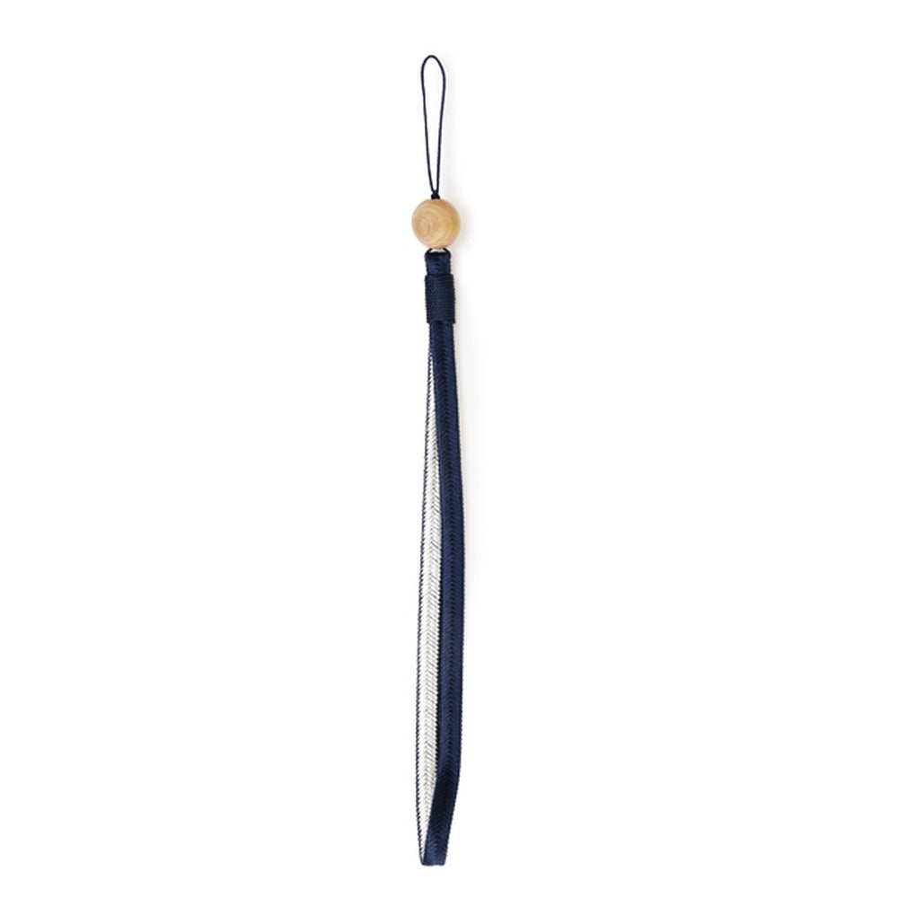 Yamadamatsu Sandalwood Bead Hand Strap Navy and Silver (23038)