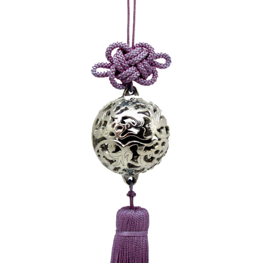 Yamadamatsu Tin Incense Ball Netsuke Charm Purple Tassel (23055-2)