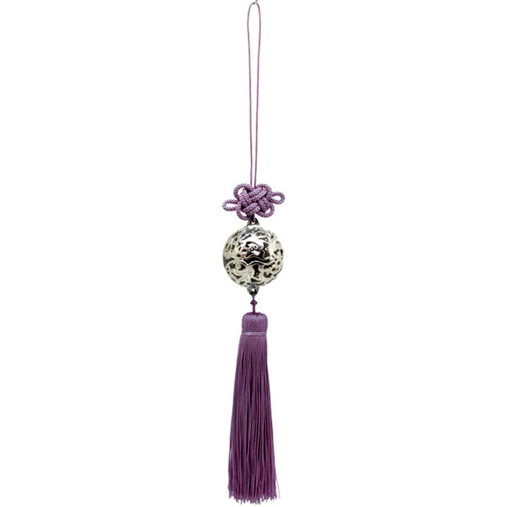 Yamadamatsu Tin Incense Ball Netsuke Charm Purple Tassel (23055-2)