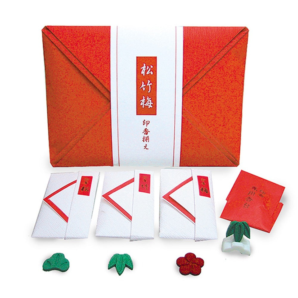 Yamadamatsu Shochikubai Inko Formed Incense Set Pine Bamboo Plum (64789)